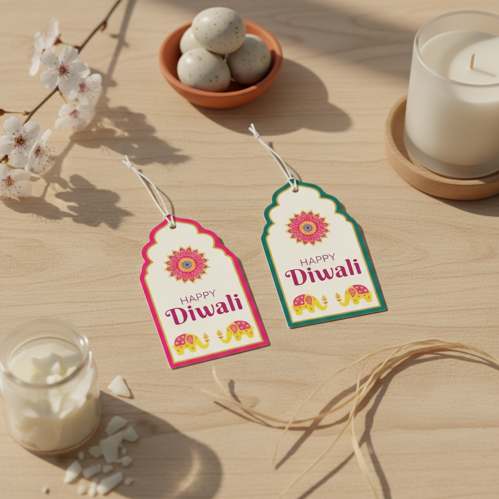 Diwali Tags- Pack Of 10 (Assorted Colors)