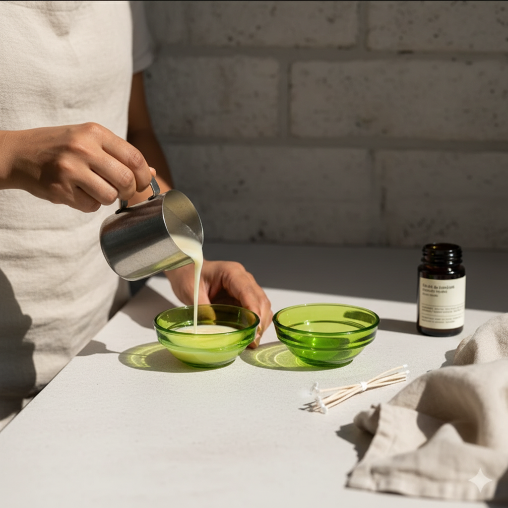 Green Mini Glass Jar- Set Of 2 (Approx. 25 ml)