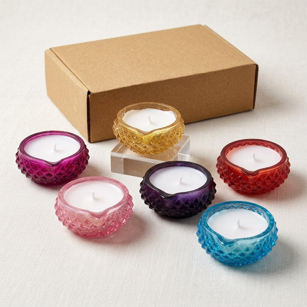 Glass Diya Candle-Assorted color – Lifestyle | Melt & Mold