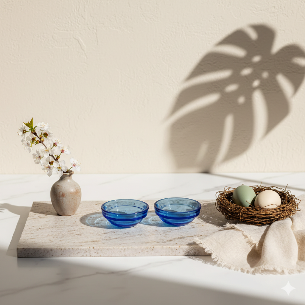 Blue Mini Glass Jar- Set Of 2(Approx. 25ml)