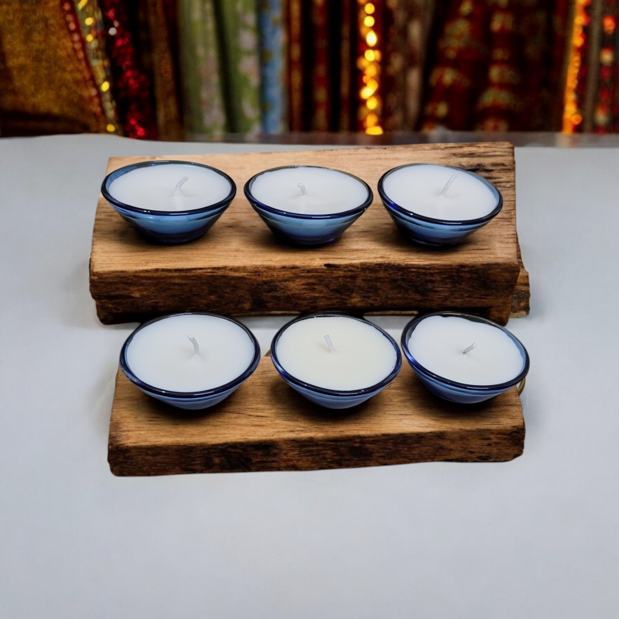 Glass Bowl Candle- Blue