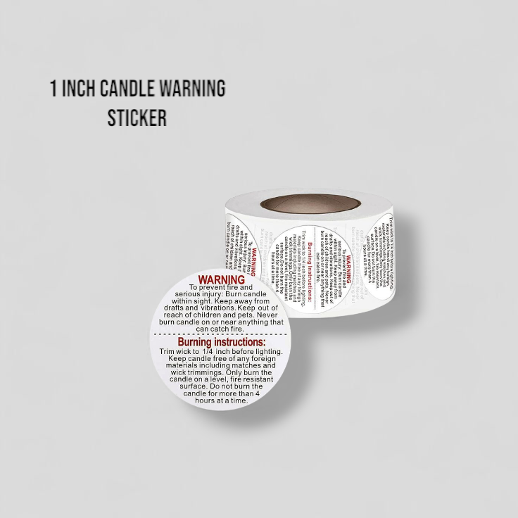 1 Inch Candle Warning Stickers