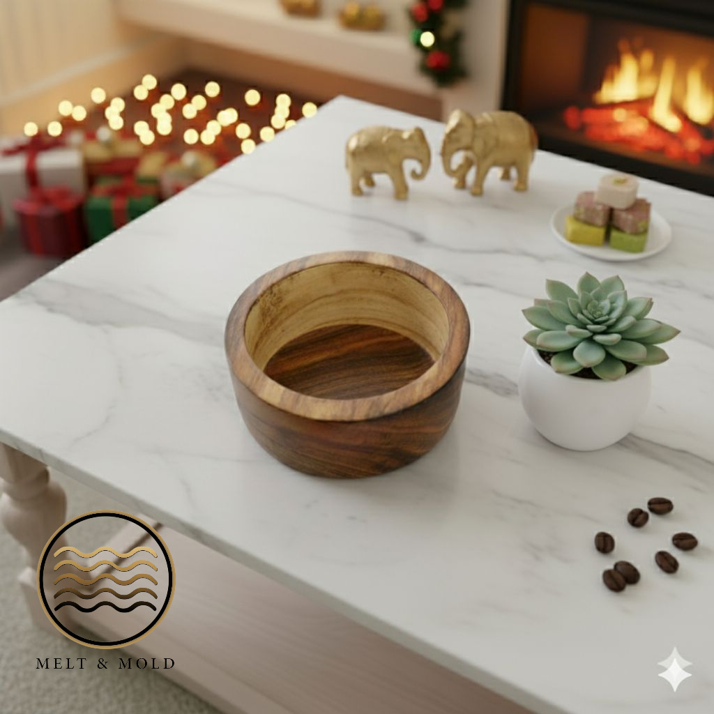 Round Mango Wood Jar (Approx. 3.5 inches)