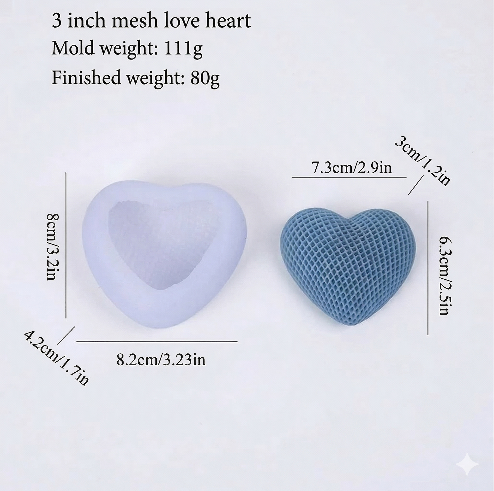 Mesh Heart Mould - 3 inch – Detail View | Melt & Mold