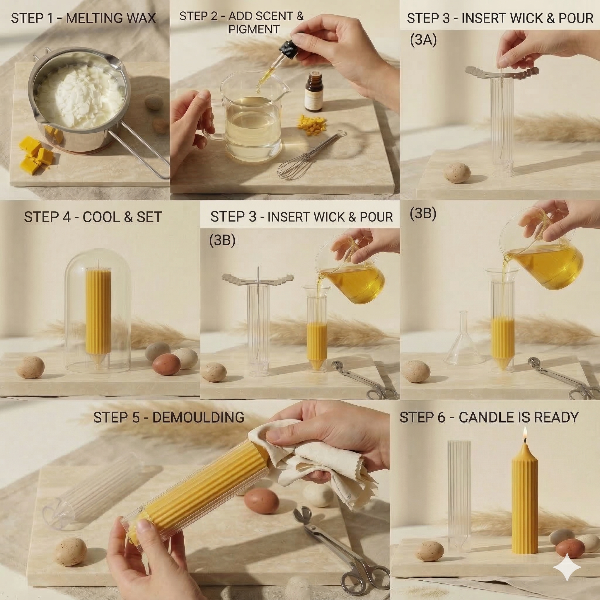 Striped Pillar Candle Mould – Close-Up | Melt & Mold