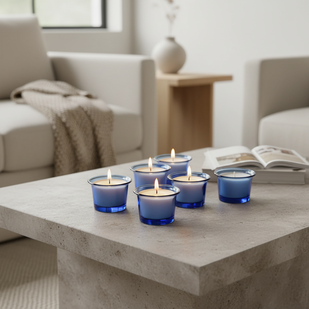 Shot Glass Candle- Curved Blue | Melt & Mold