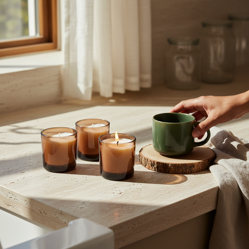 Shot Glass Candle- Brown – Product View | Melt & Mold