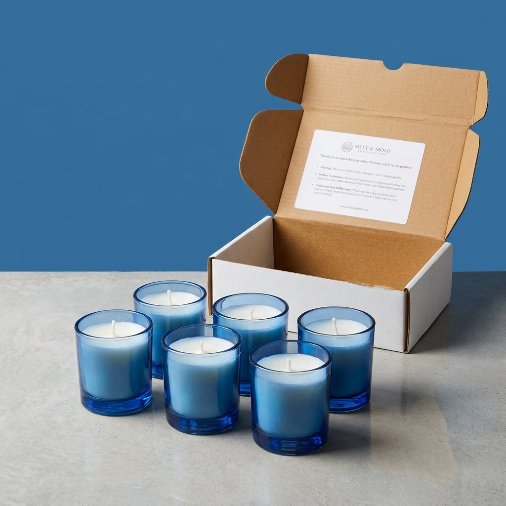 Shot Glass Candle - Blue – Product View | Melt & Mold
