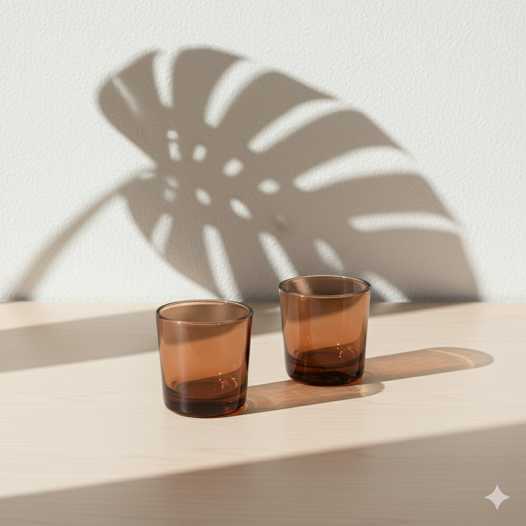 Brown Shot Glass Jar-Set Of 2(Approx. 50 ml)