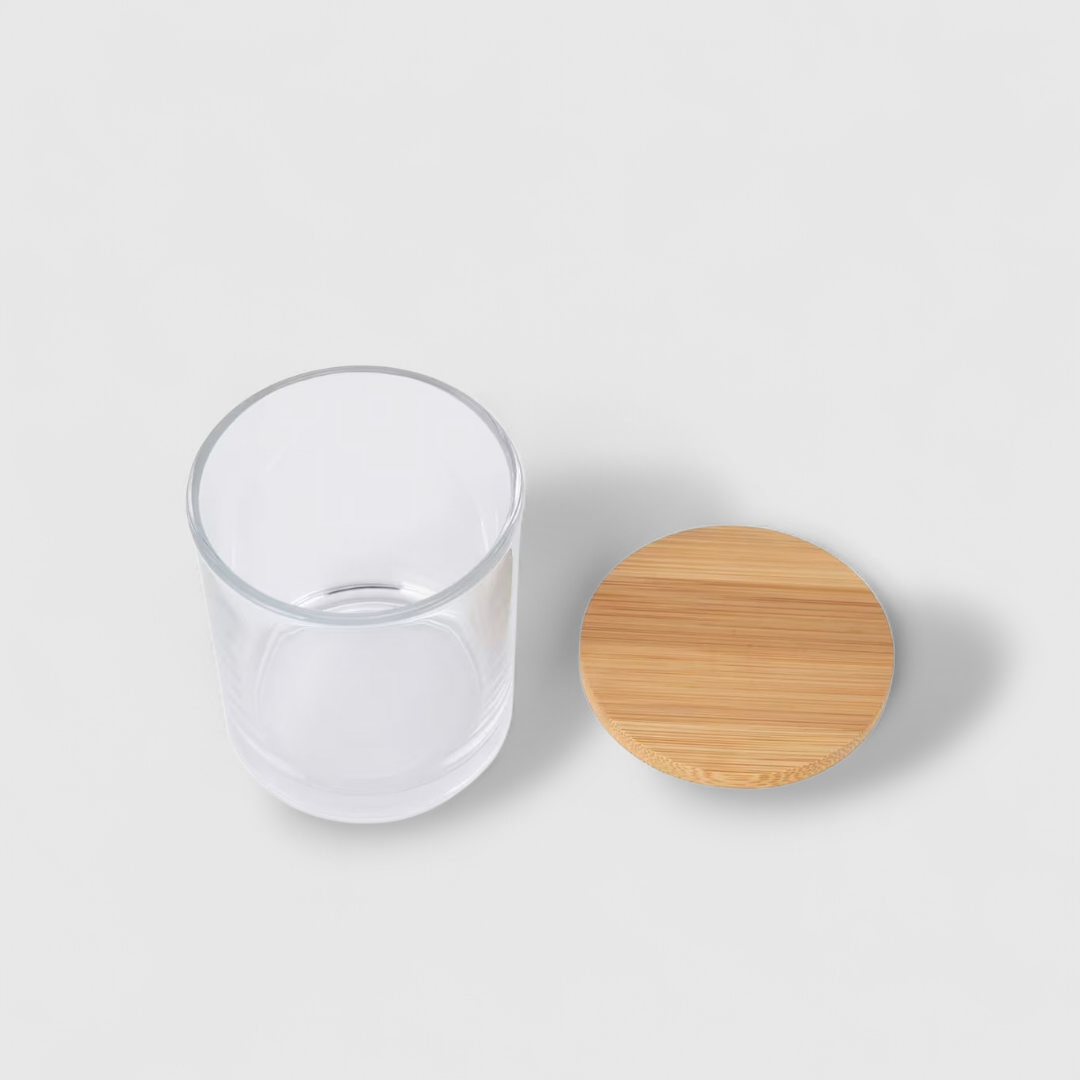 Transparent Wooden Lid Glass Jar