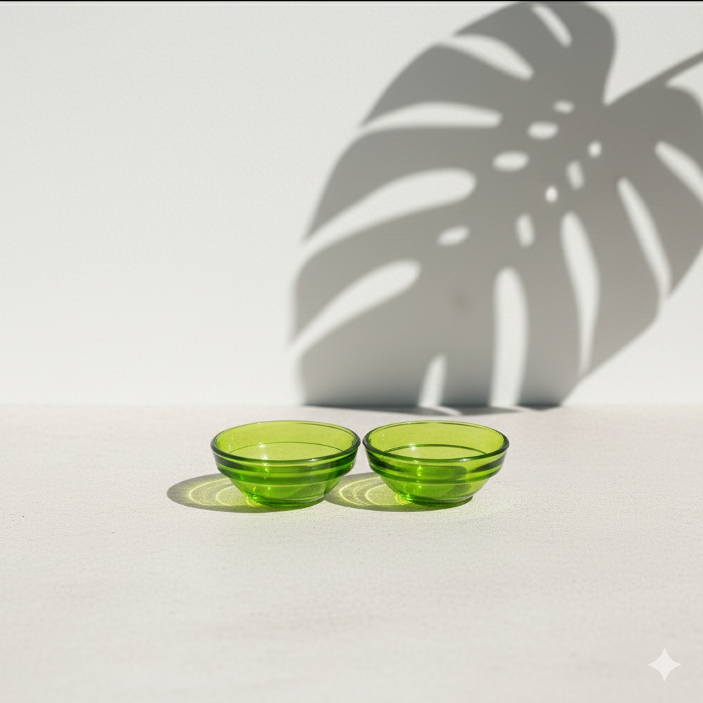 Green Mini Glass Jar- Set Of 2 (Approx. 25 ml)