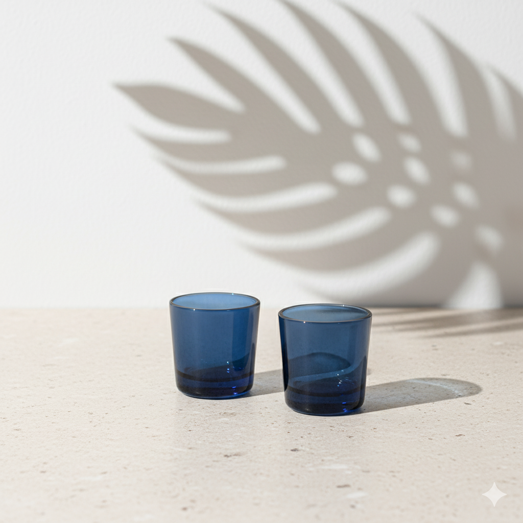 Dark Blue Shot Glass Jar- Set Of 2 (Approx. 50ml)