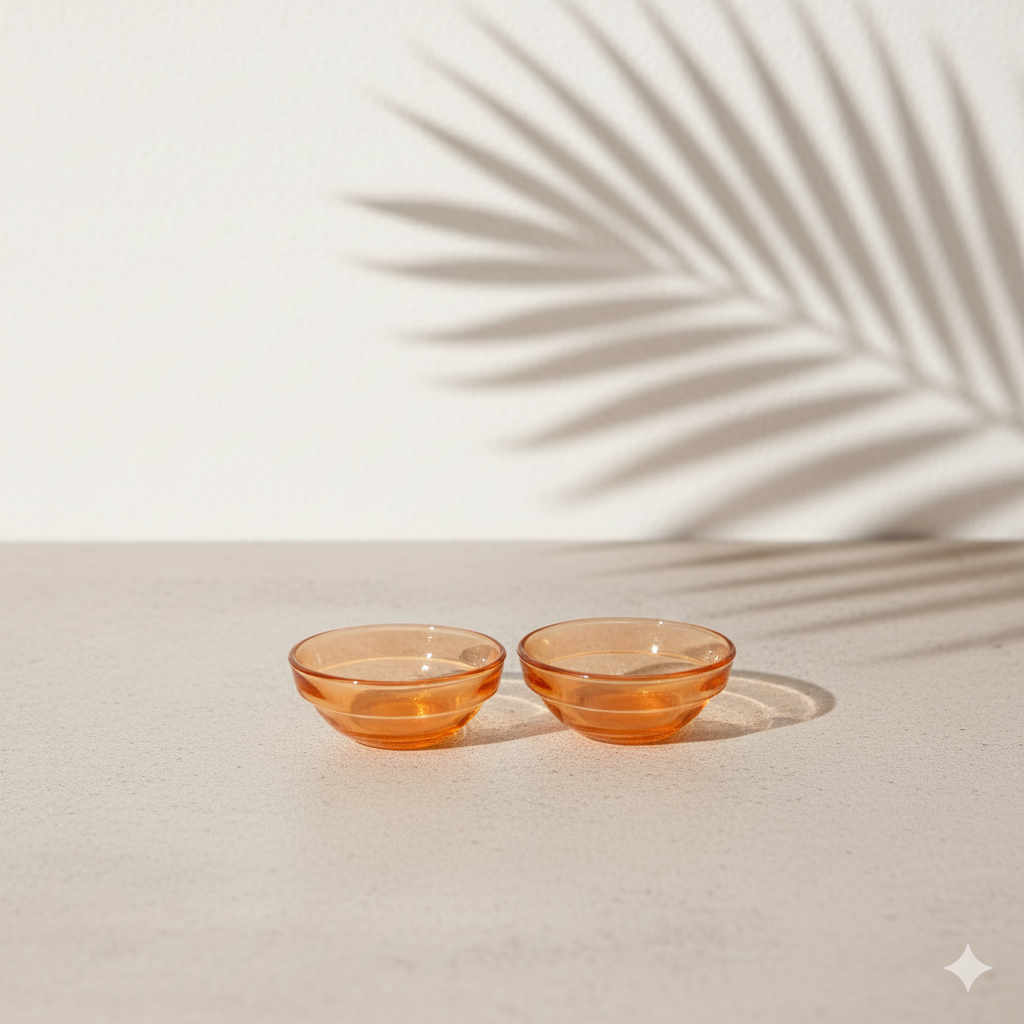 Orange Mini Glass Jar- Set Of 2 (Approx. 25 ml)